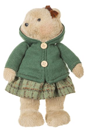 Boy & Girl Beige Polar Bear Pair Figurines Wearing Sweater