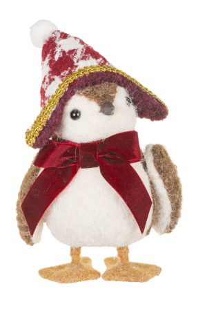 Boy & Girl Beige Bison Pair Figurines With Winter Gear