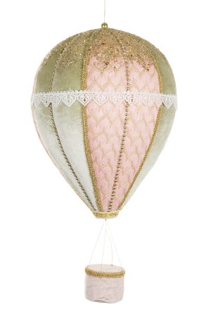 Hanging Pastel Pink Victorian Hot Air Balloon With Gold Accents