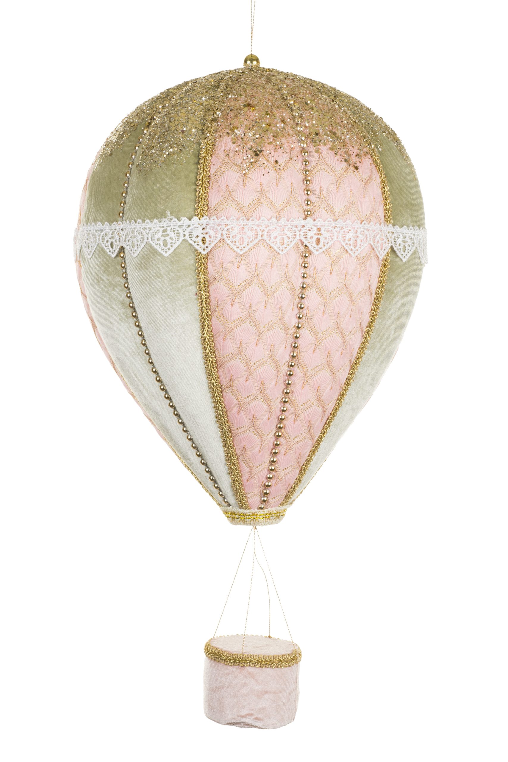 Hanging Pastel Pink Victorian Hot Air Balloon With Gold Accents