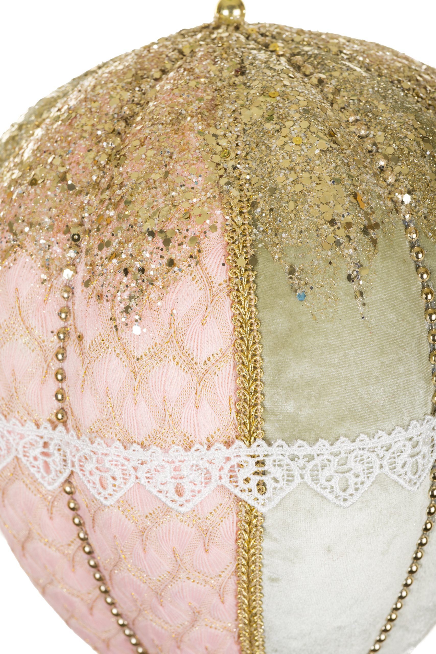 Hanging Pastel Pink Victorian Hot Air Balloon With Gold Accents - Image 3