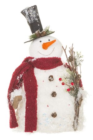 Burgundy Snowman With Thin Top Hat