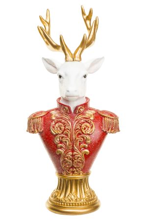 Red Reindeer General Table-Topper With Golden Antlers