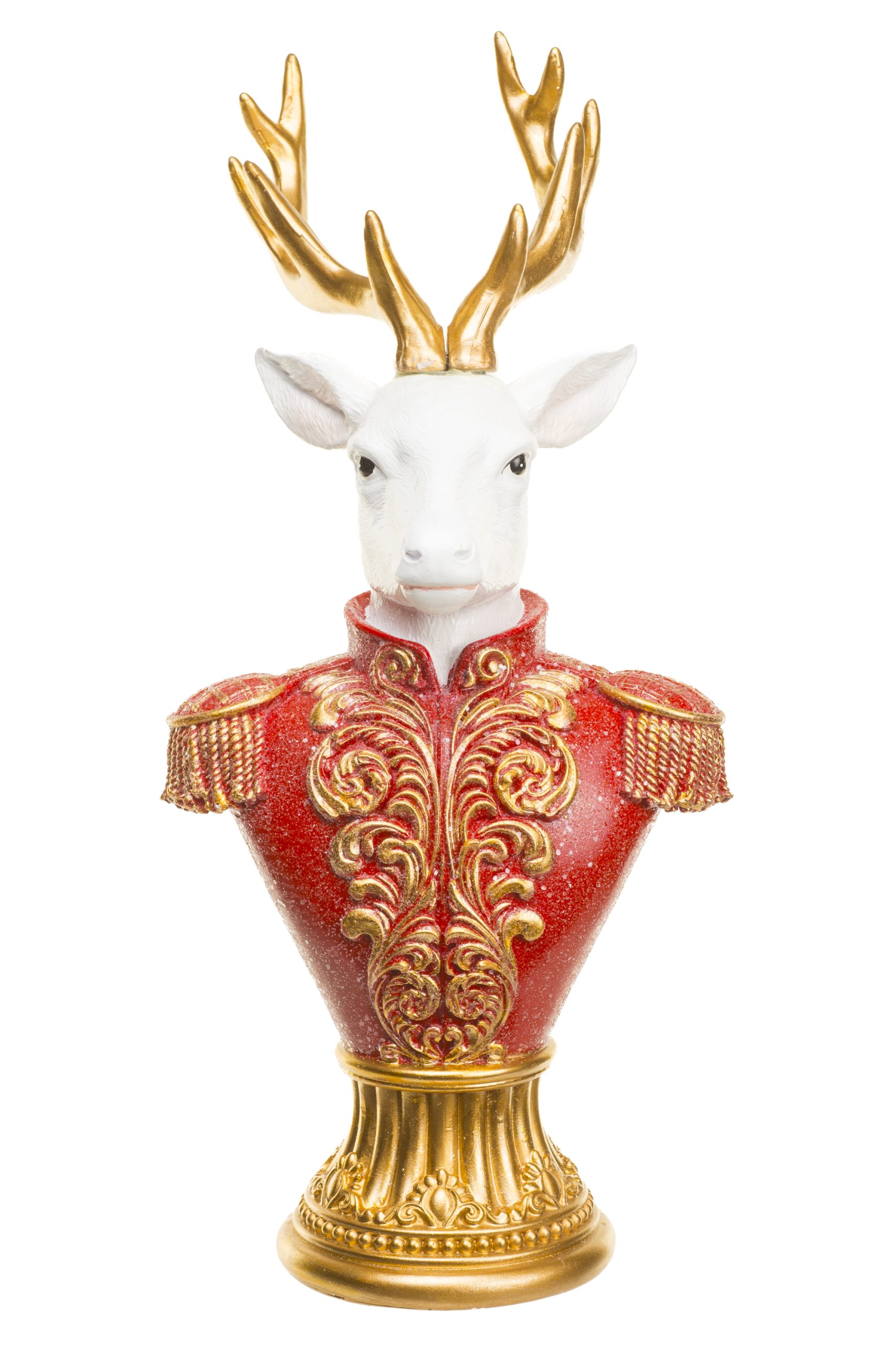Red Reindeer General Table-Topper With Golden Antlers