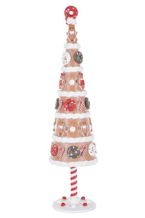Hanging Light Brown Gingerbread Tree With Candy Decorations