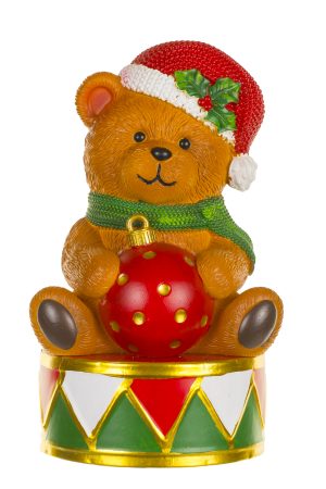 Brown LED Peppy Teddy Sitting On Drum Snare