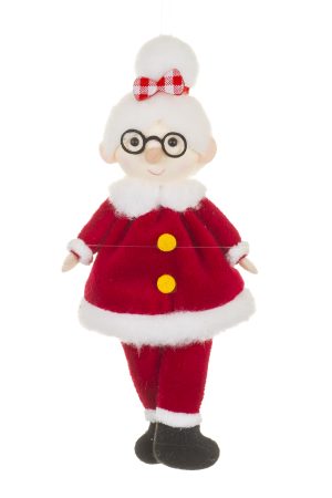 Petite Red Mrs Claus Ornament With Bow