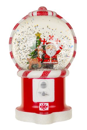 Musical Red Santa's Gumball Machine Snow Globe With Swirling Glitter