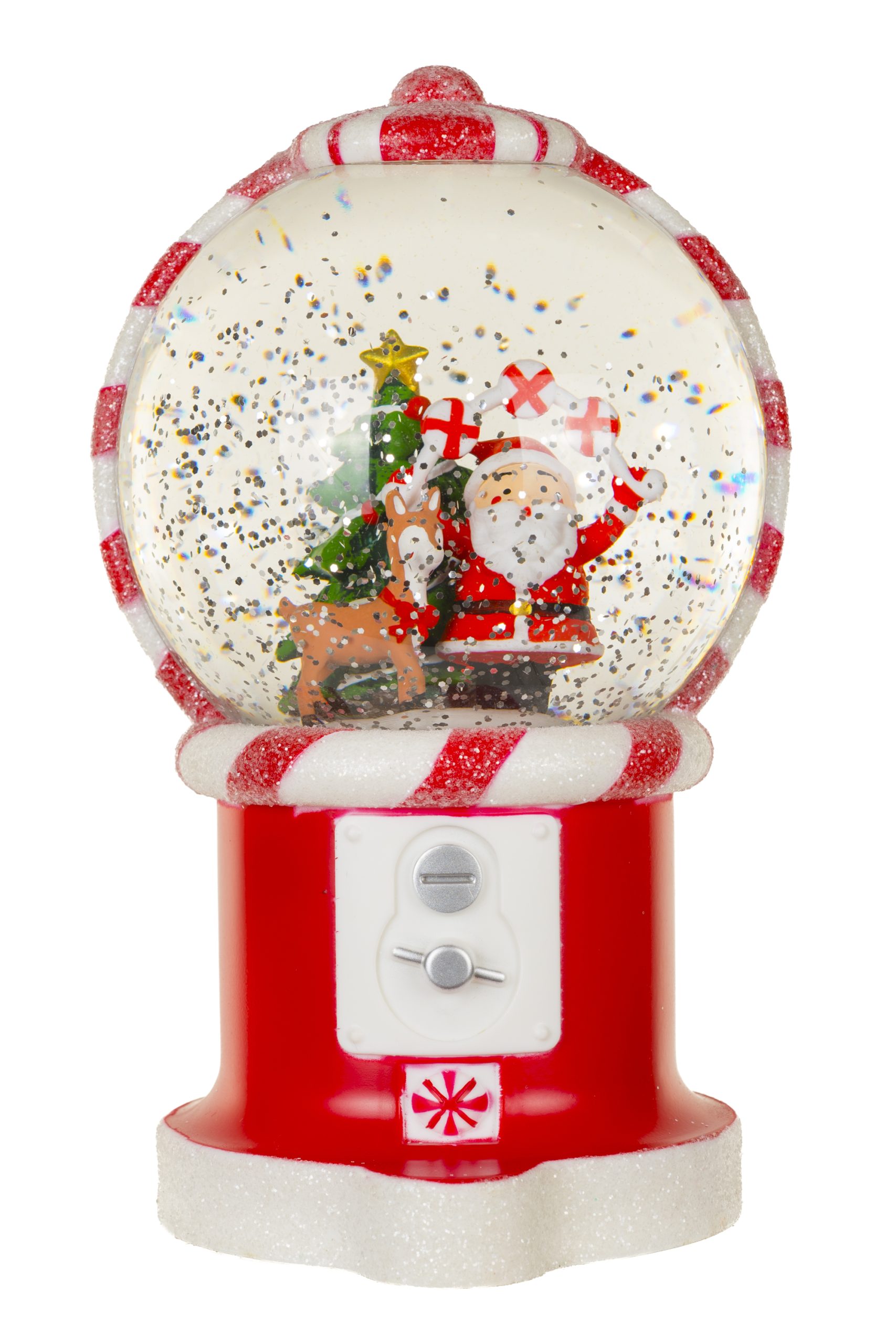 Musical Red Santa's Gumball Machine Snow Globe With Swirling Glitter