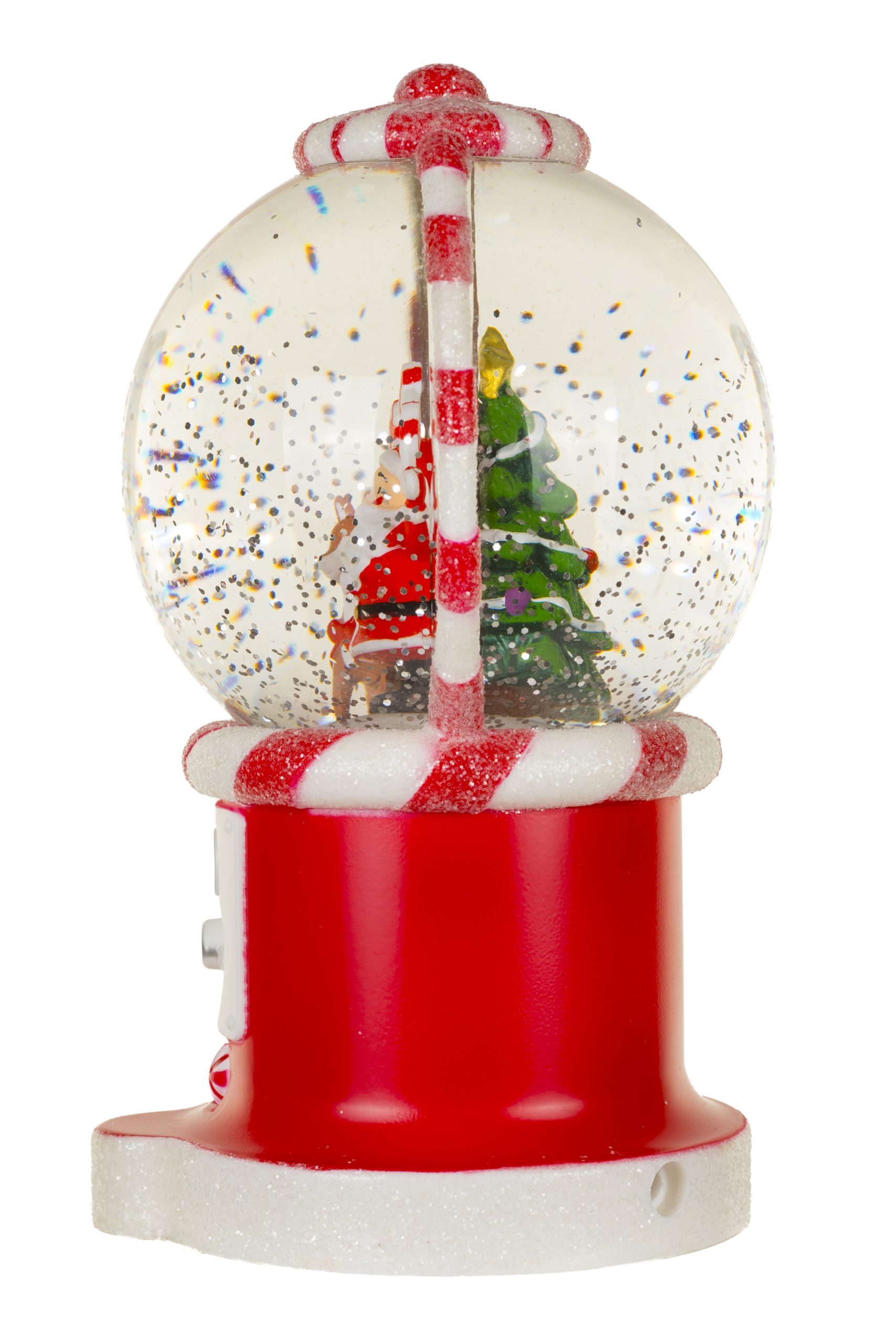 Musical Red Santa's Gumball Machine Snow Globe With Swirling Glitter - Image 3