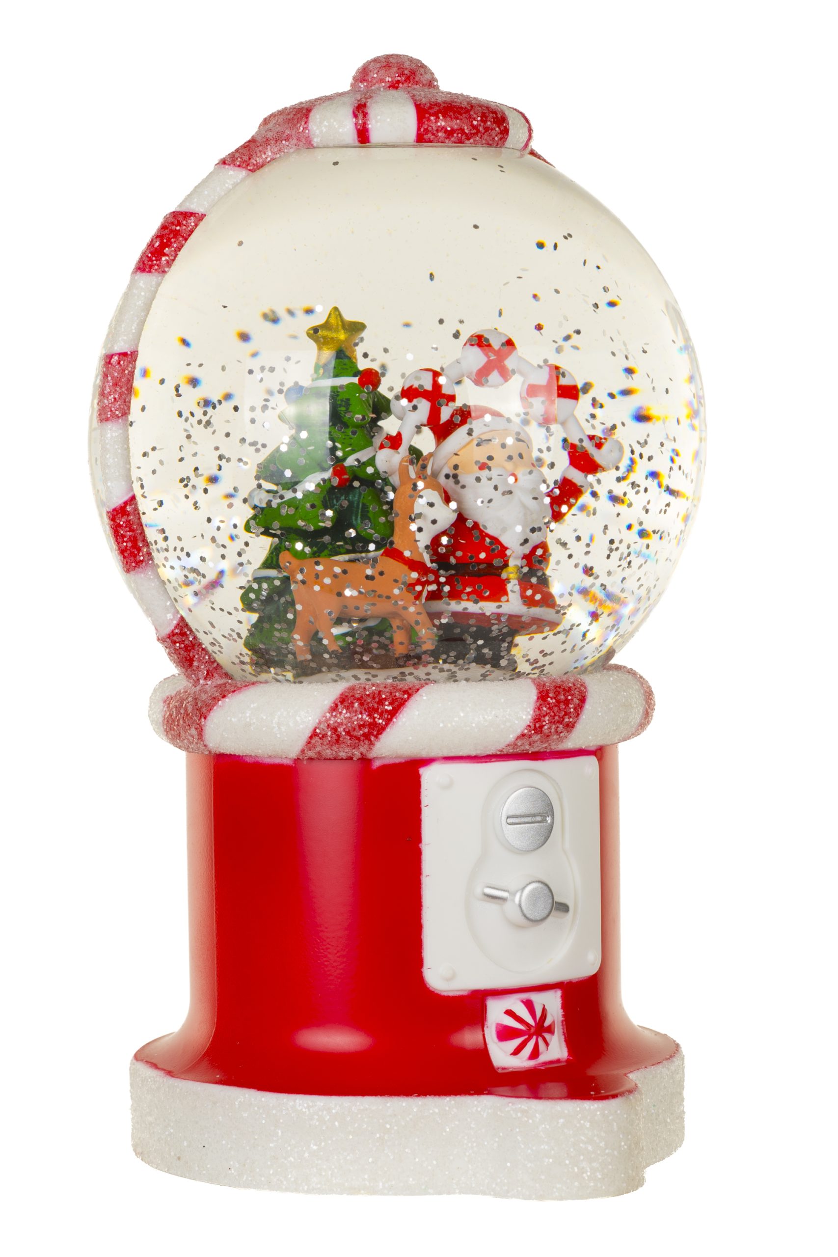 Musical Red Santa's Gumball Machine Snow Globe With Swirling Glitter - Image 5