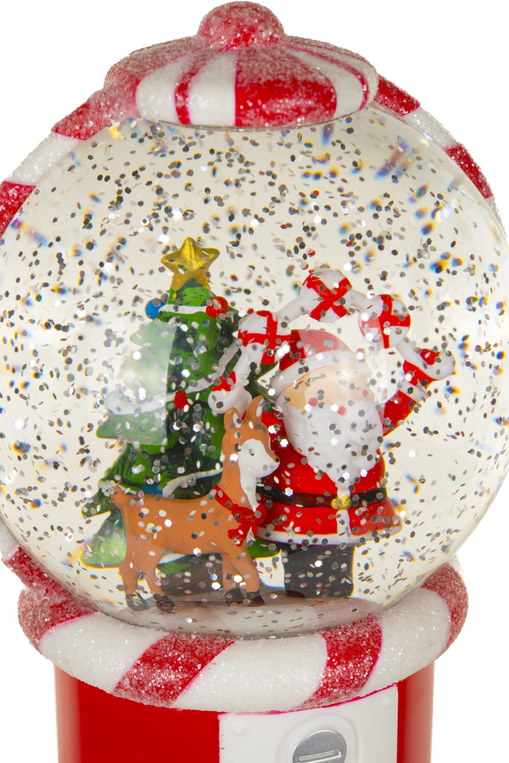 Musical Red Santa's Gumball Machine Snow Globe With Swirling Glitter - Image 6