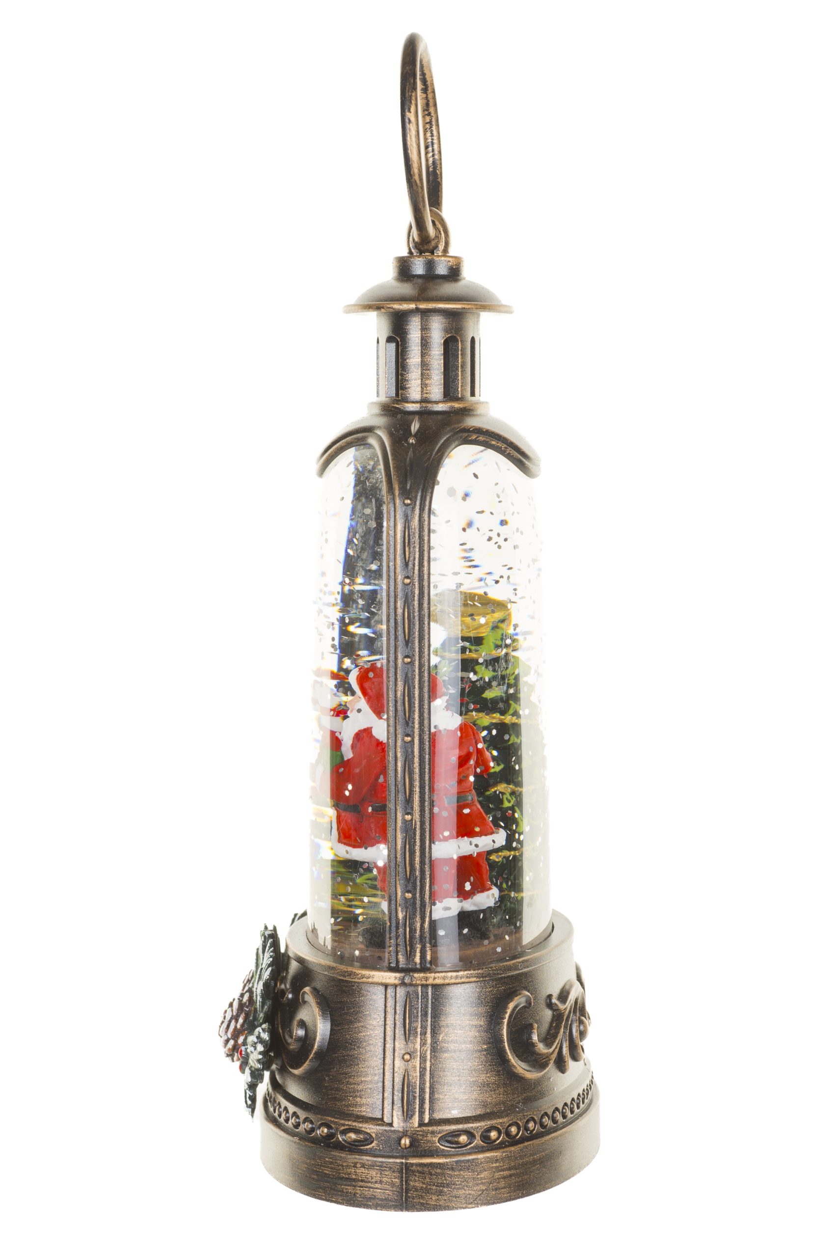 Musical Antique Brown Lantern Snow Globe with Papa and Baby Snowman With Papa And Baby Snowman - Image 3