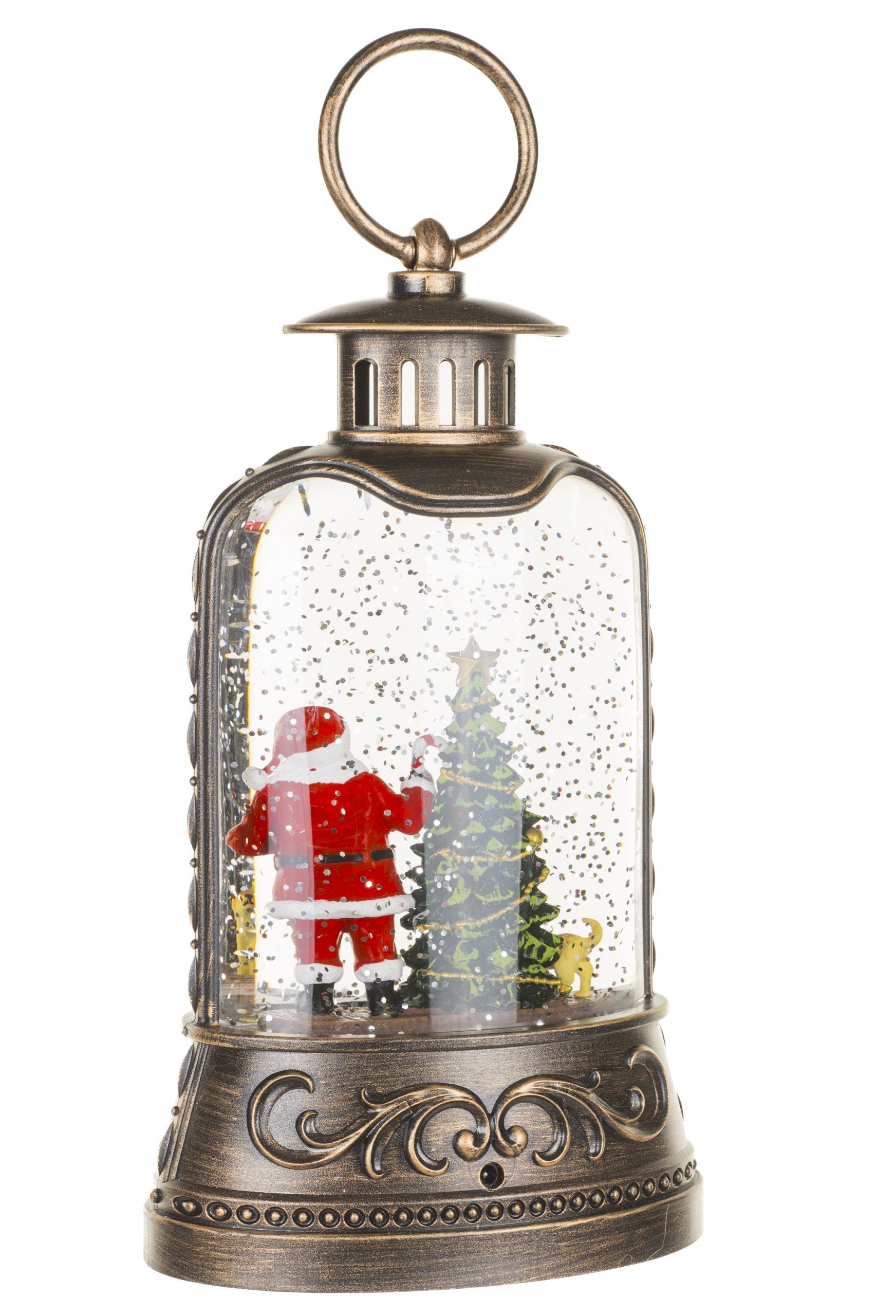 Musical Antique Brown Lantern Snow Globe with Papa and Baby Snowman With Papa And Baby Snowman - Image 4