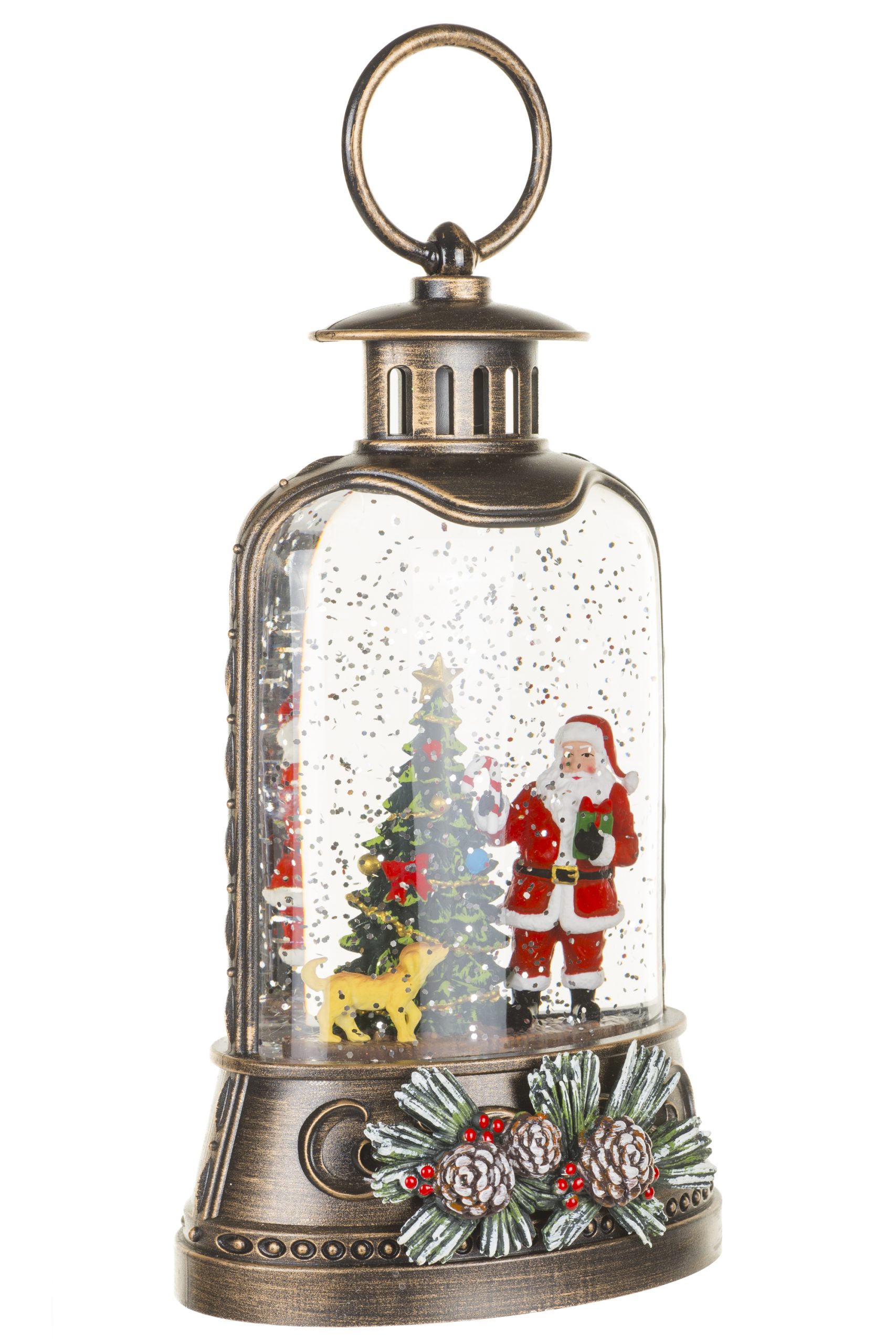 Musical Antique Brown Lantern Snow Globe with Papa and Baby Snowman With Papa And Baby Snowman - Image 5