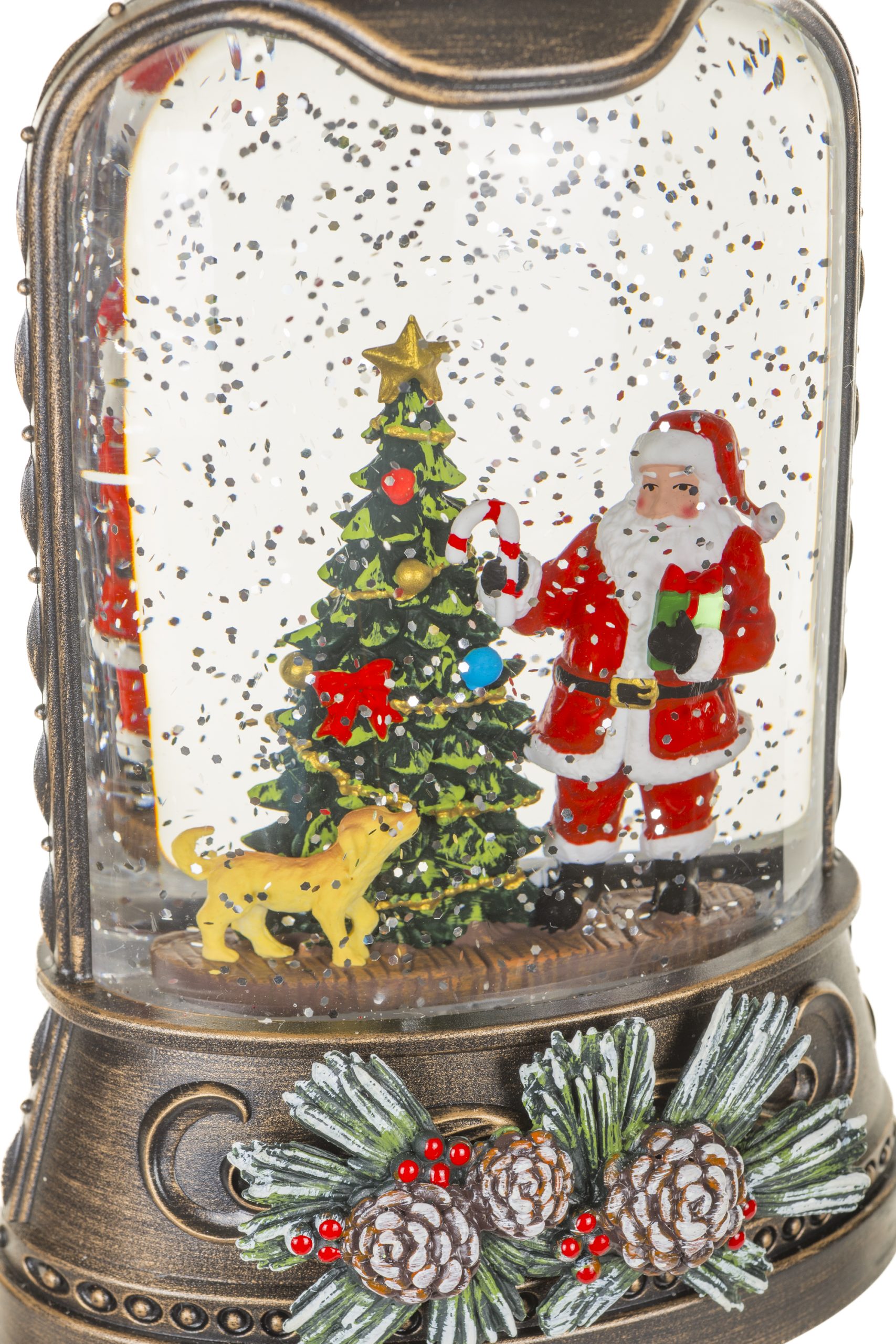 Musical Antique Brown Lantern Snow Globe with Papa and Baby Snowman With Papa And Baby Snowman - Image 6