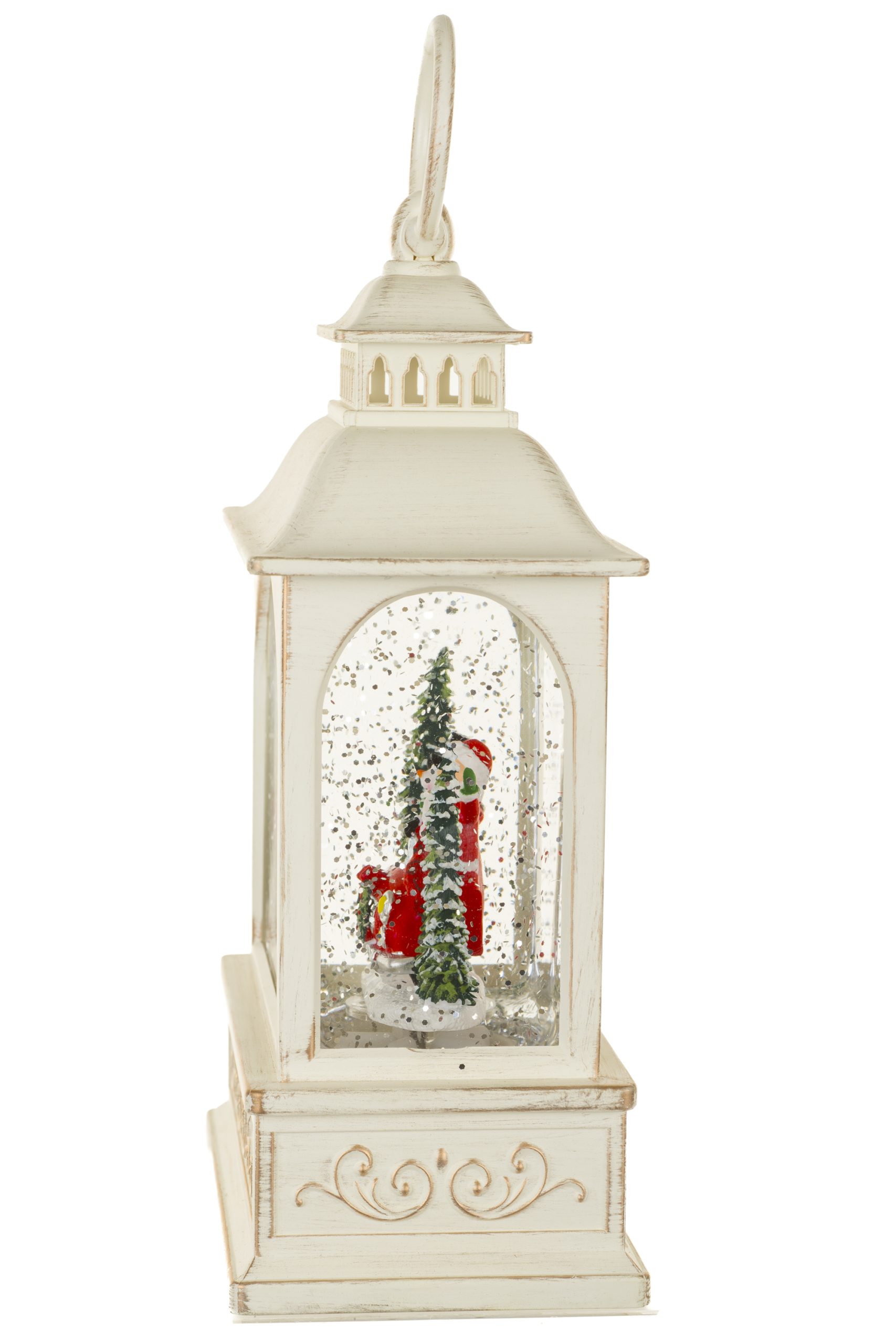 Musical Off-White Lantern Snow Globe with Santa's Sports Car With Santa'S Sports Car - Image 3