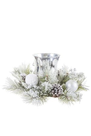 White Snowy Candle Holder