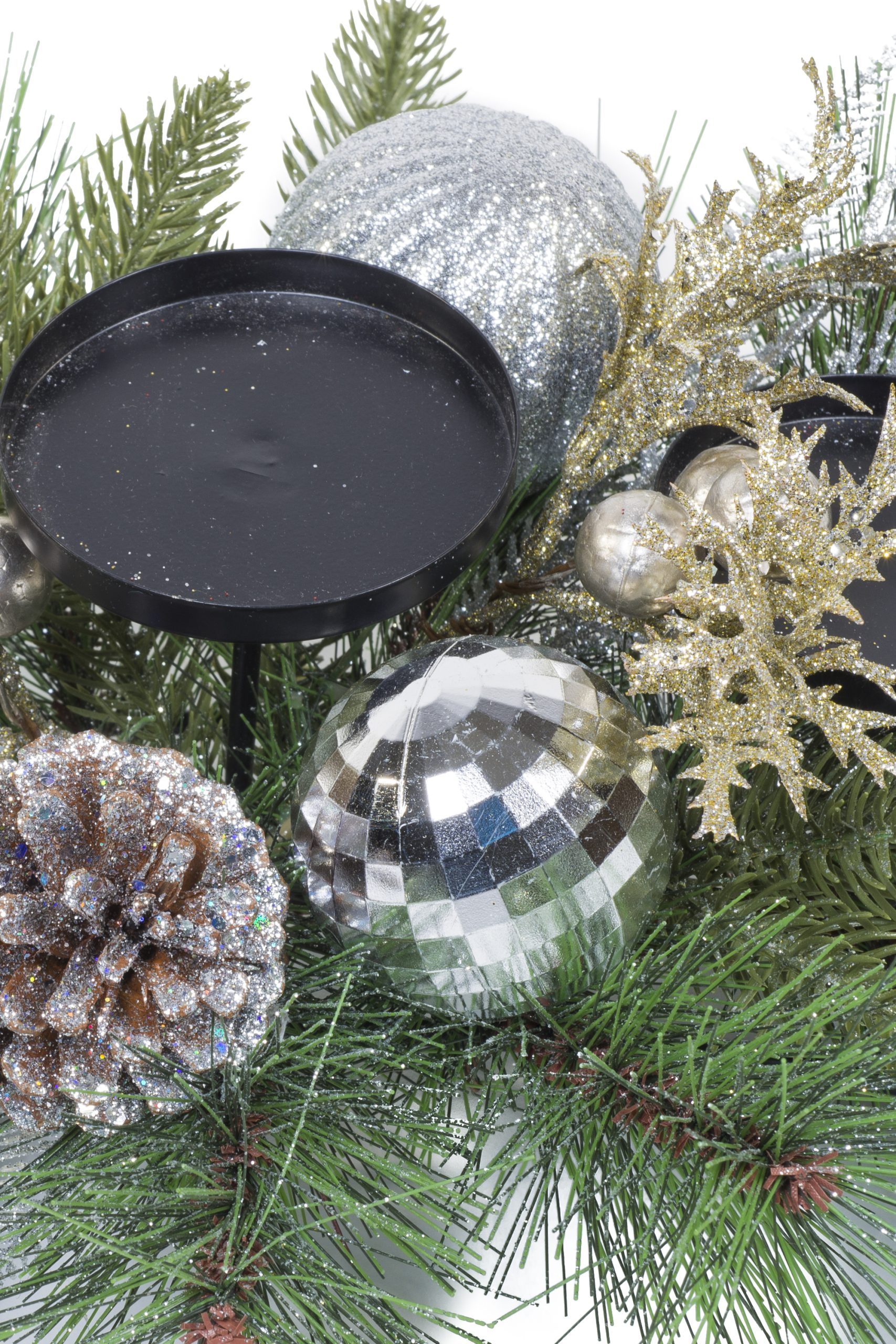 Champagne Pine LED Candle Holder With Glittered Pinecones - Image 2