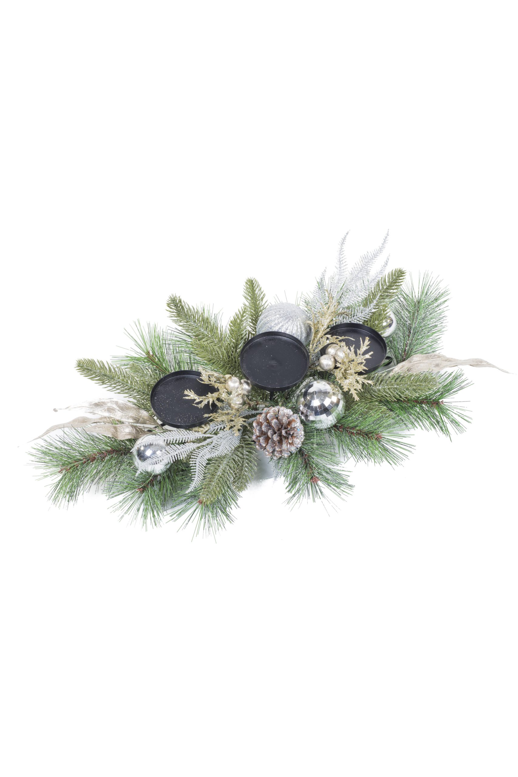 Champagne Pine LED Candle Holder With Glittered Pinecones - Image 4