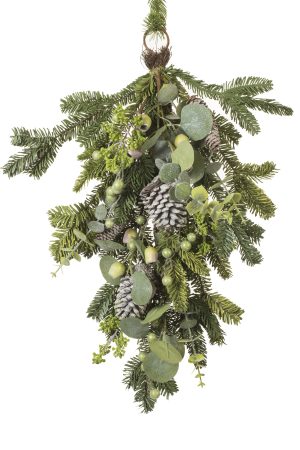 Green Eucalyptus Pine Swag With Glittery Pinecones