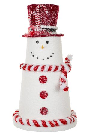 White Lighthouse-Shaped Snowman With Top Hat