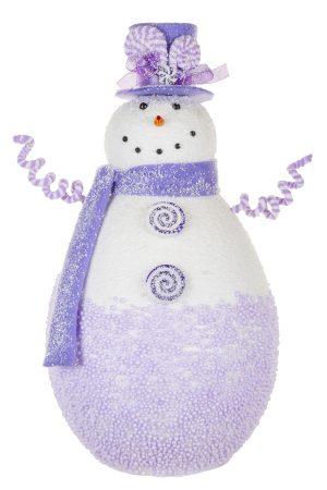 Purple Pastel Snowman With Twirly Arms