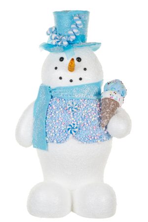 White Dapper Snowman With Ice Cream