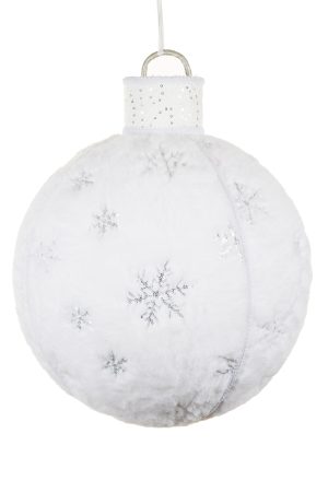 Large Hangable White Oversized White Bauble With Snowflake Design