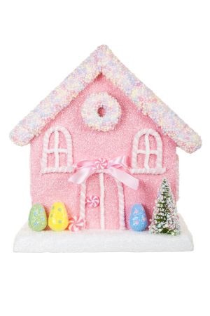 Baby Pink Candy House Decoration With Gum Ball Roof