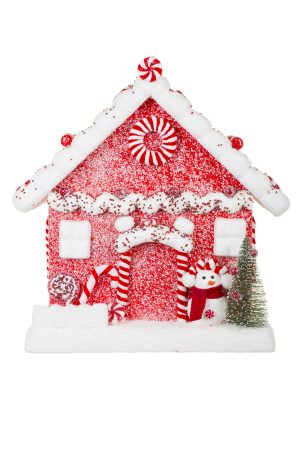 Red Candy House Decoration With Peppermint Roof