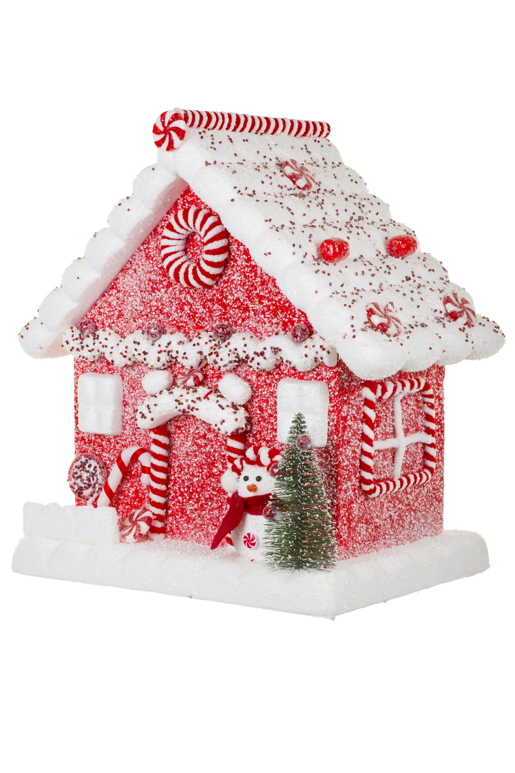 Red Candy House Decoration With Peppermint Roof - Image 2