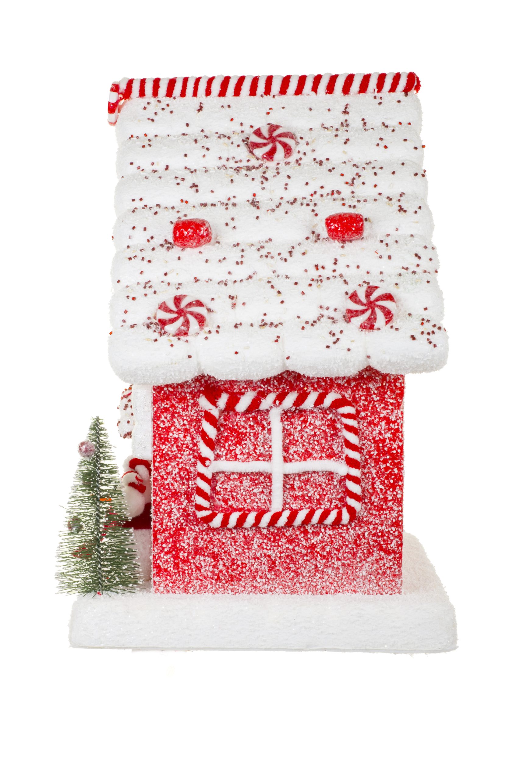 Red Candy House Decoration With Peppermint Roof - Image 3