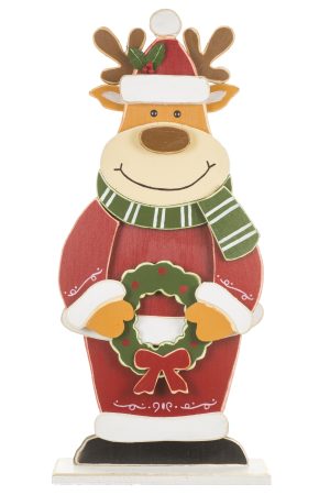 Burgundy Plump Reindeer Display Figure With Wreath