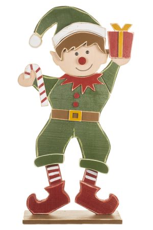Green Display Figure With Red/White Striped Socks
