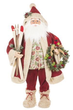 Red Santa With Cardinal'S Wreath