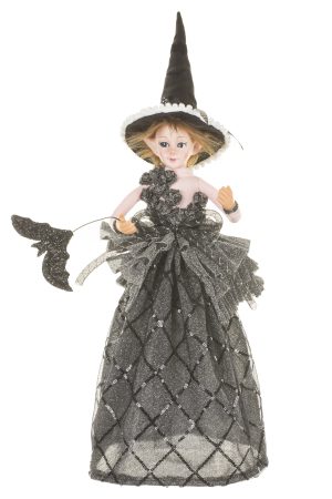 Silver Spoonflower Witch With Bat Companion