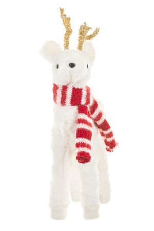 White Baby Deer With Striped Scarf