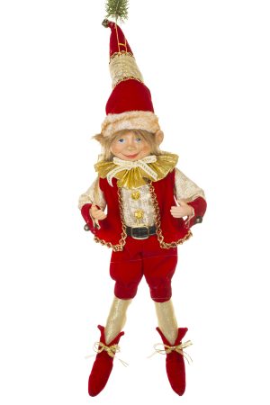 Hangable Red Elf With Gold Detailing