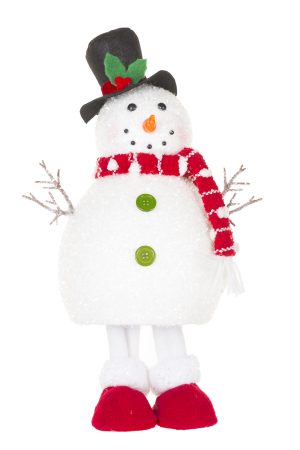 Bobbling White Snowman With Scarf