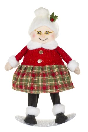 Bobbling Red Snowboardin' Mrs. Claus