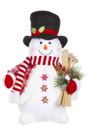 White Snowman With Skis