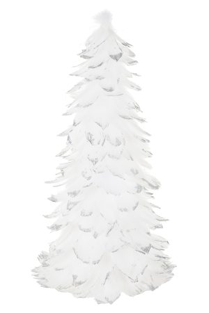 Table-top White Elegant Accent Tree With Silver Glittered Ends