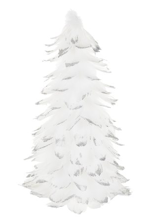 Table-top White Elegant Accent Trees With Silver Glittered Ends