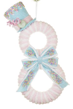 Hanging Baby Pink Snowman Wall Display With Sweet Cap