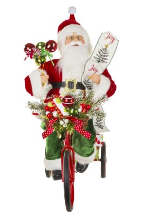 Red Tricycle Santa With Elf And Presents