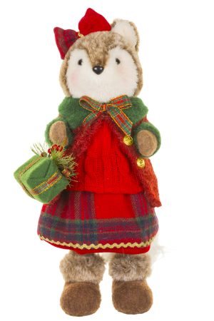 Burgundy Woodland Fox Girl With Presents