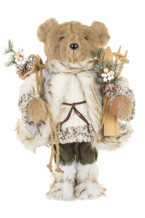 Gray Cozy Bear With Skis